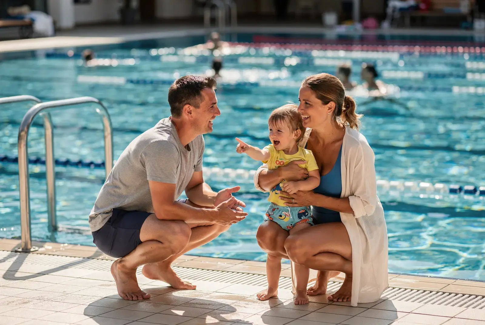Familien an einem Freizeitbad